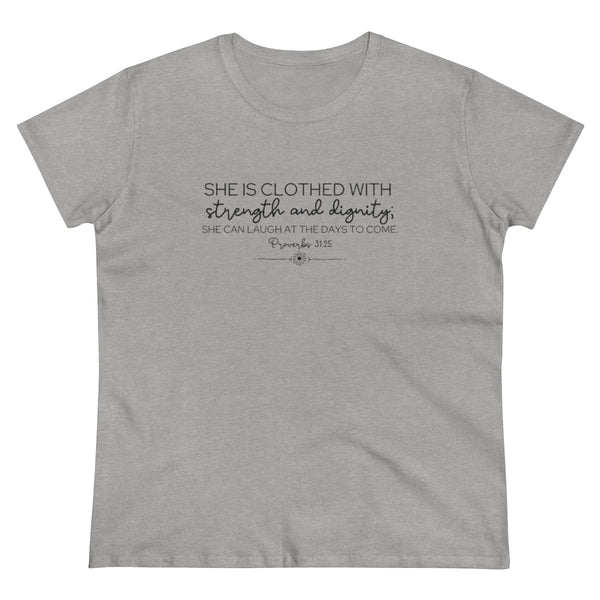 Proverbs 31:25 Women's Heavy Cotton Tee