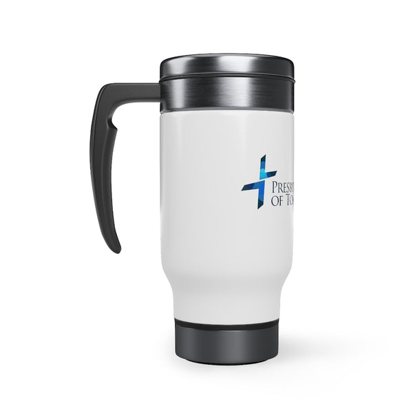 PCTR Logo Stainless Steel Travel Mug with Handle, 14oz
