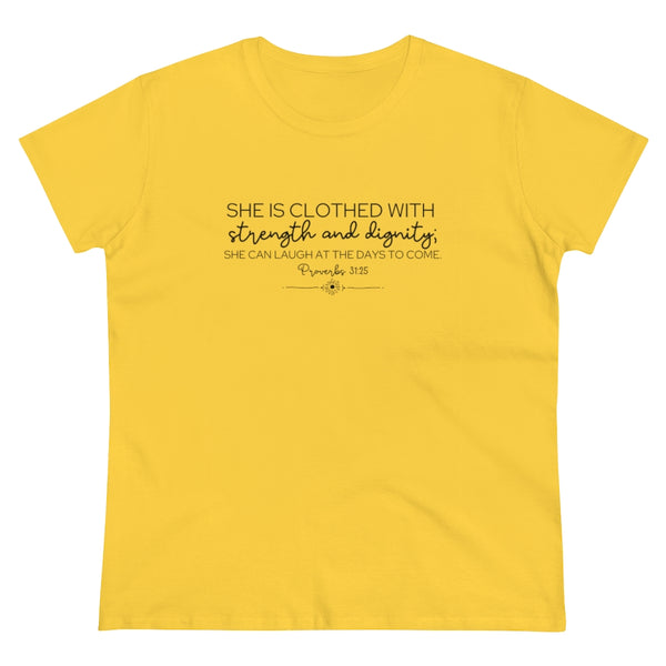 Proverbs 31:25 Women's Heavy Cotton Tee