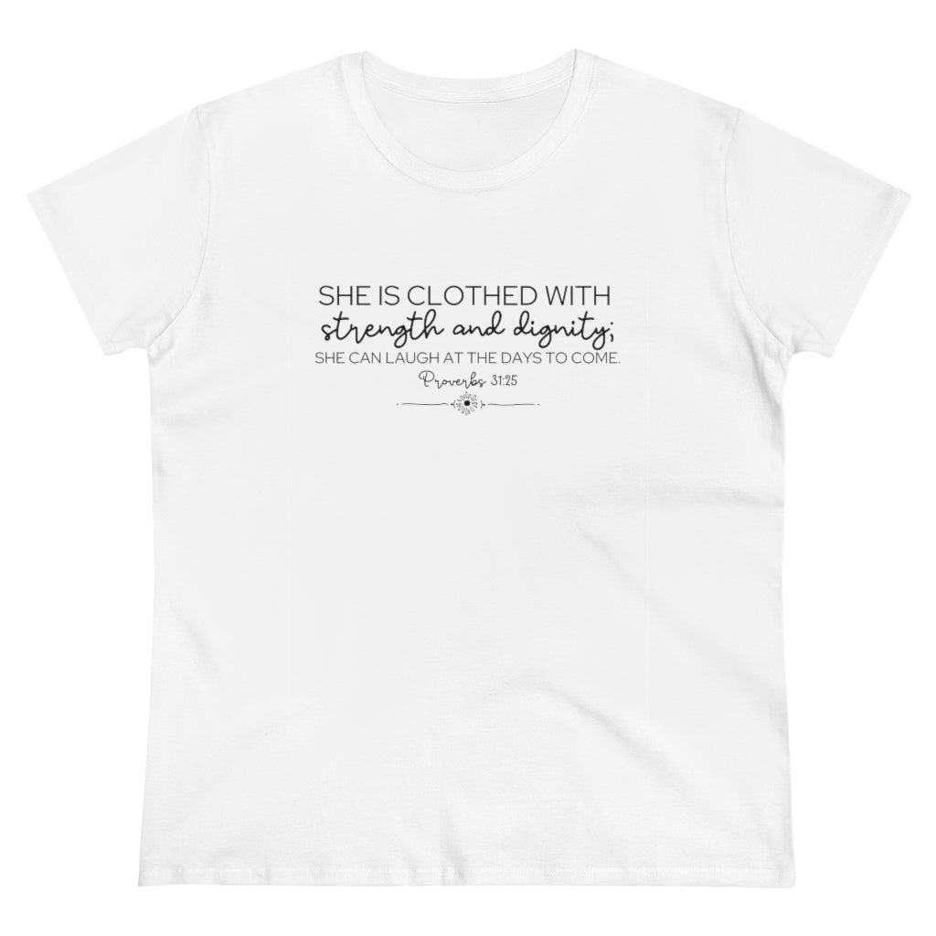 Proverbs 31:25 Women's Heavy Cotton Tee