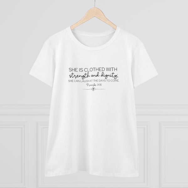 Proverbs 31:25 Women's Heavy Cotton Tee